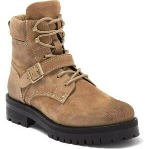 All Saints Shoes Womens 8 Paulina Brown Suede Buckle Combat Boots *NIB*